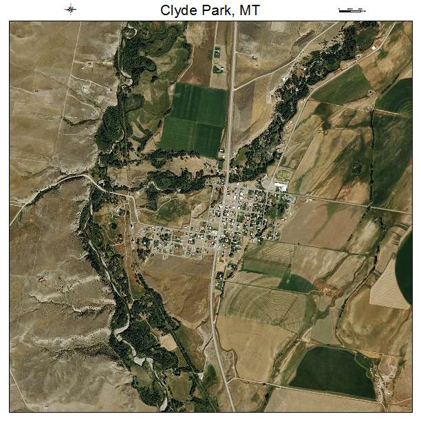 Clyde Park, MT air photo map