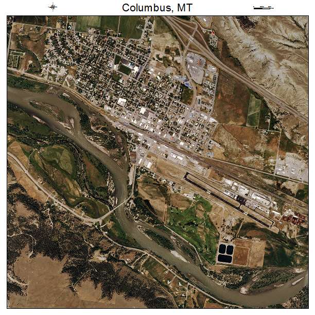 Columbus, MT air photo map