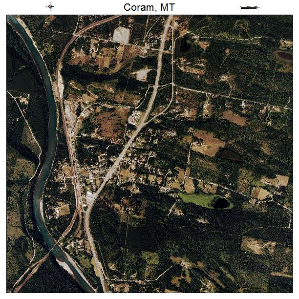 Coram, MT air photo map