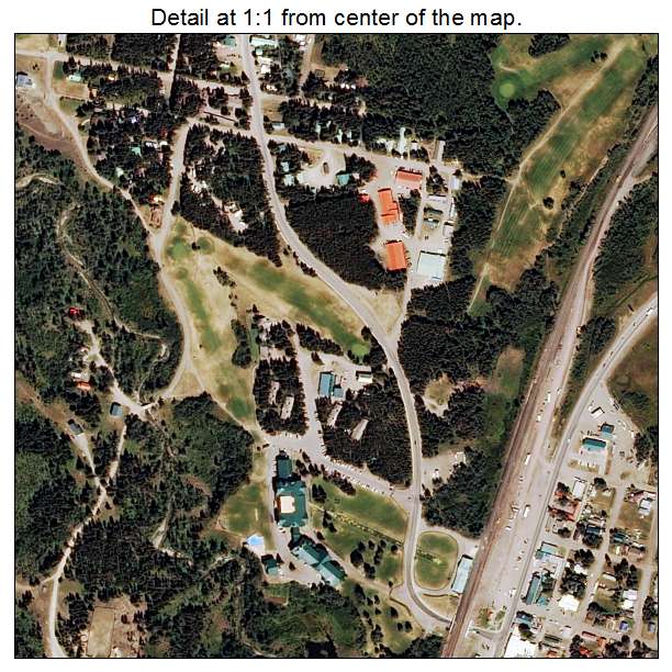 East Glacier Park Village, Montana aerial imagery detail