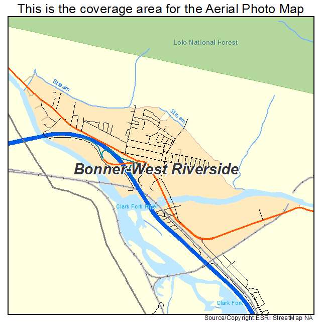 Bonner West Riverside, MT location map 