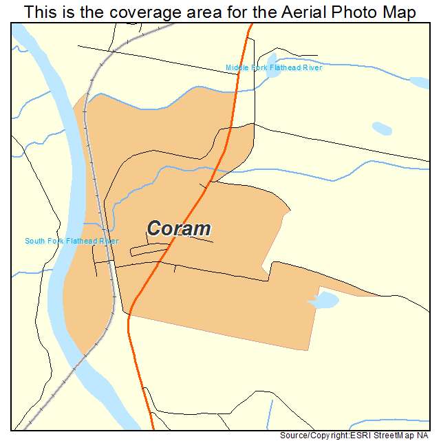 Coram, MT location map 