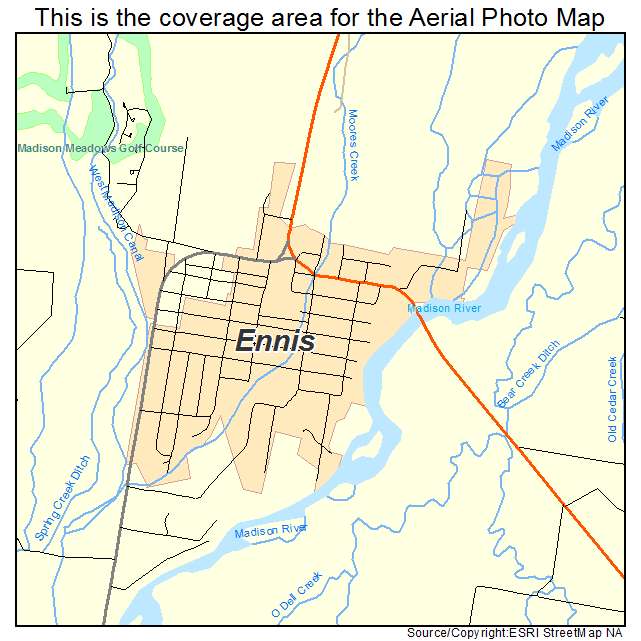Ennis, MT location map 