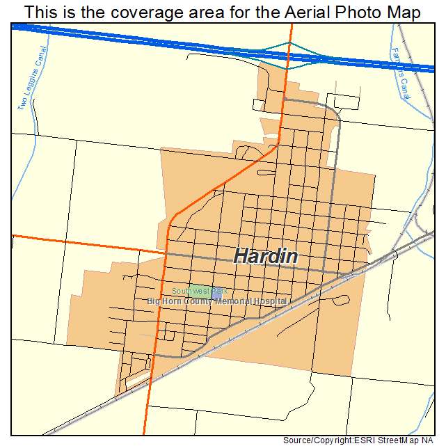 Hardin, MT location map 