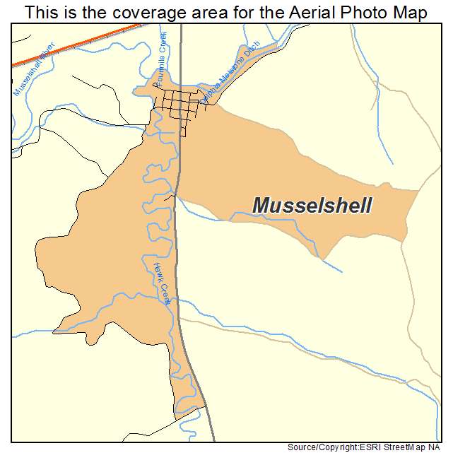 Musselshell, MT location map 