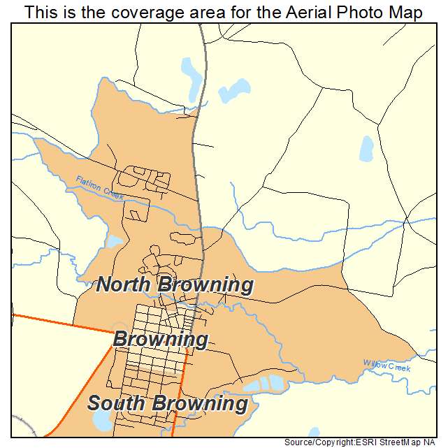 North Browning, MT location map 