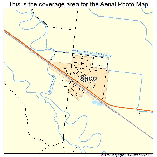 Saco, MT location map 