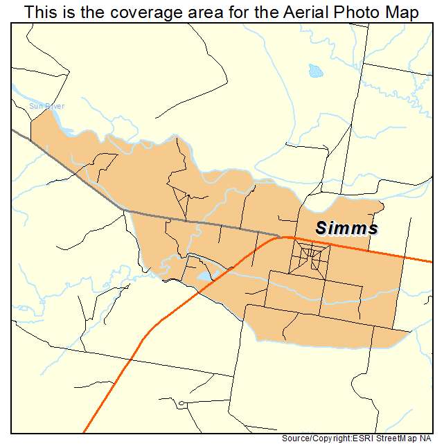 Simms, MT location map 