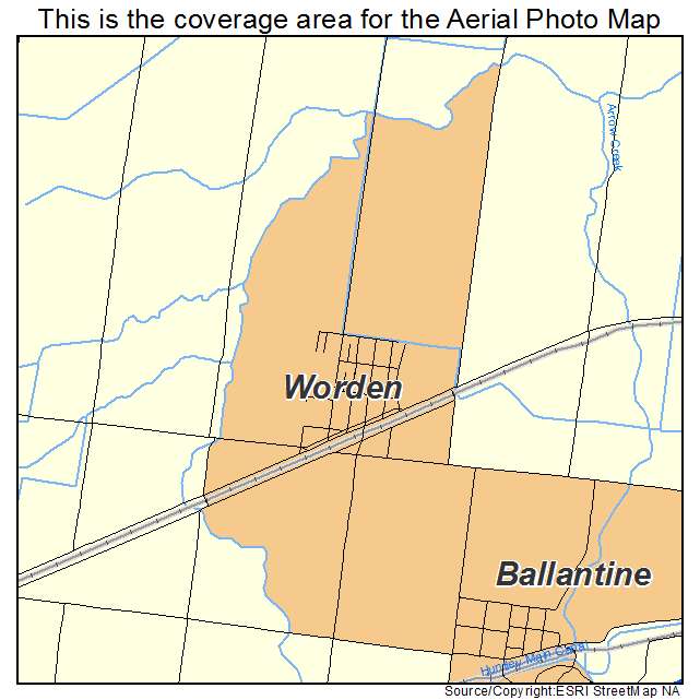 Worden, MT location map 