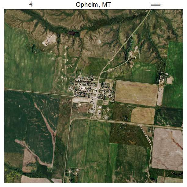 Opheim, MT air photo map