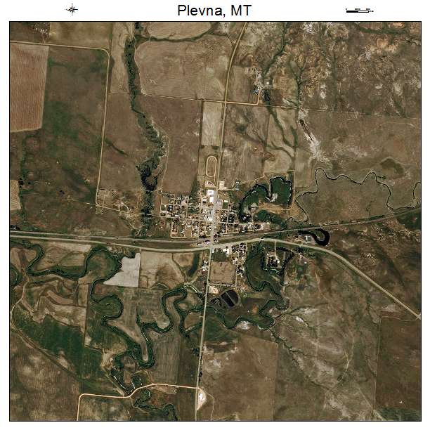 Plevna, MT air photo map