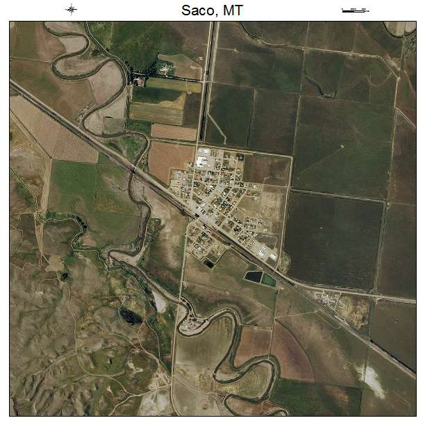 Saco, MT air photo map