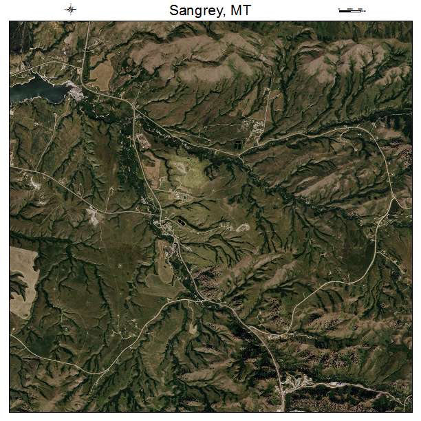 Sangrey, MT air photo map