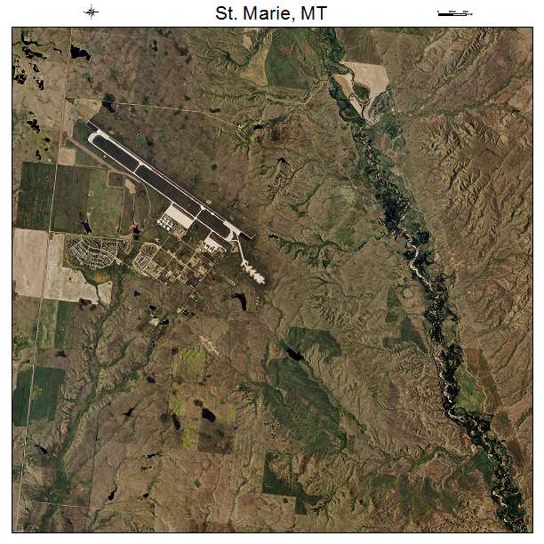 St Marie, MT air photo map