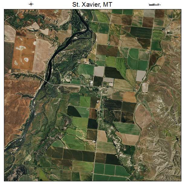 St Xavier, MT air photo map