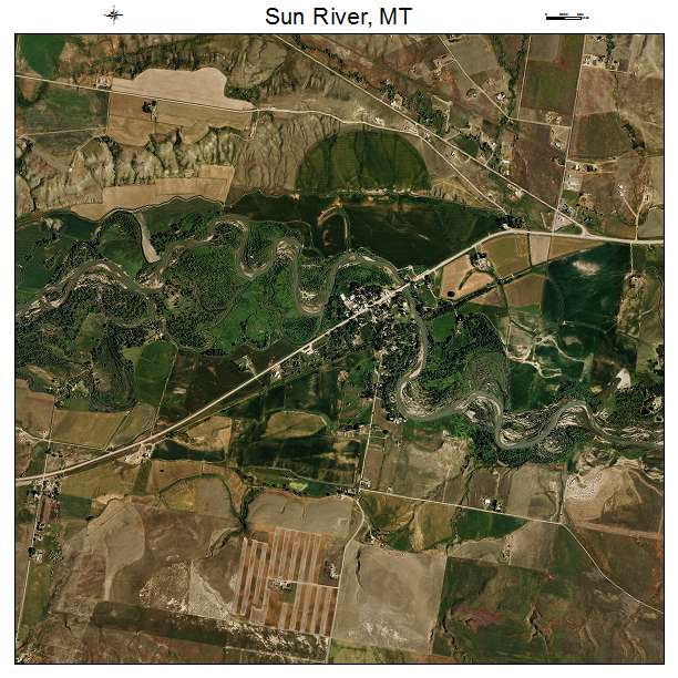 Sun River, MT air photo map