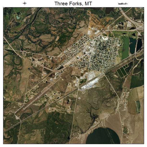 Three Forks, MT air photo map