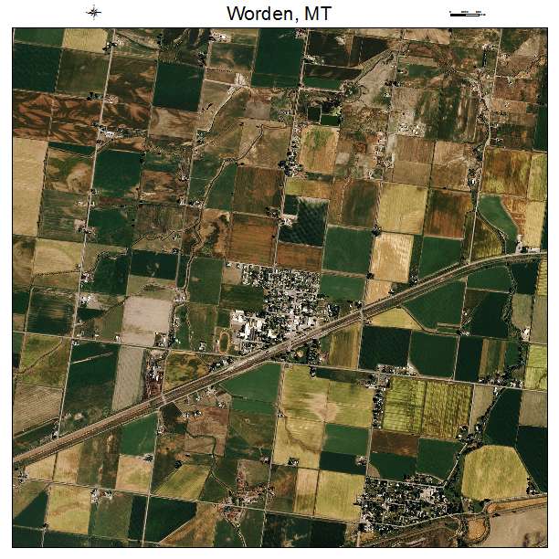 Worden, MT air photo map