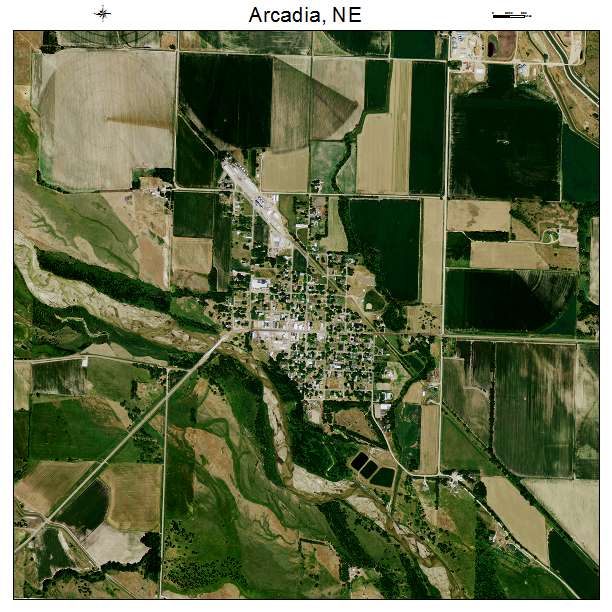Arcadia, NE air photo map