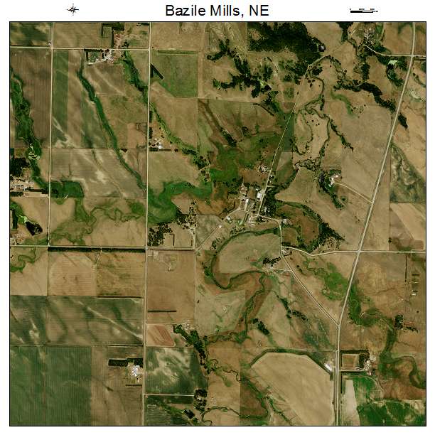 Bazile Mills, NE air photo map