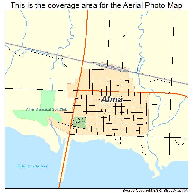 Alma, NE location map 