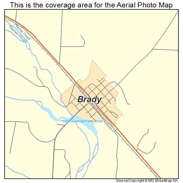 Brady, NE location map 