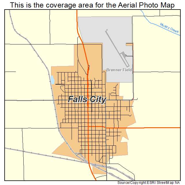 Falls City, NE location map 