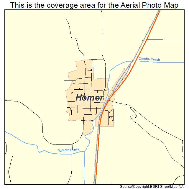 Homer, NE location map 