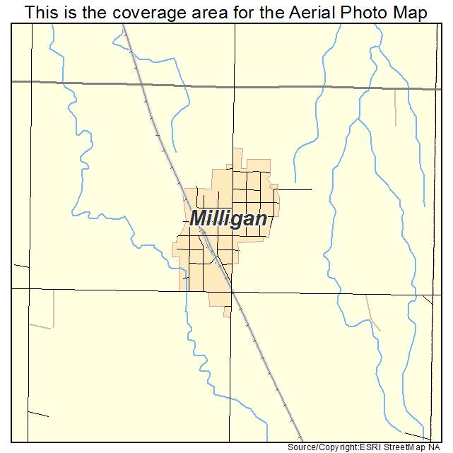 Milligan, NE location map 