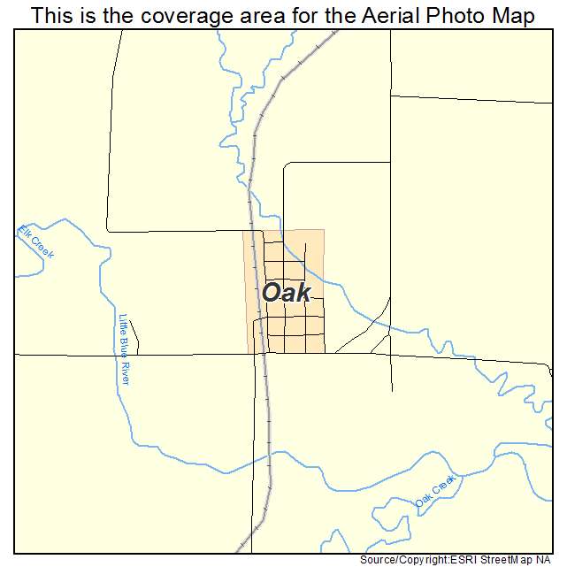 Oak, NE location map 