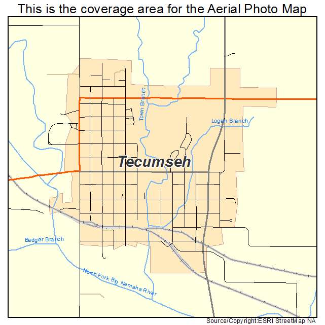 Tecumseh, NE location map 