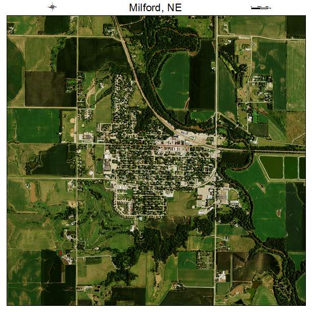 Milford, NE air photo map