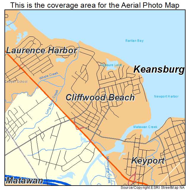 Cliffwood Beach, NJ location map 