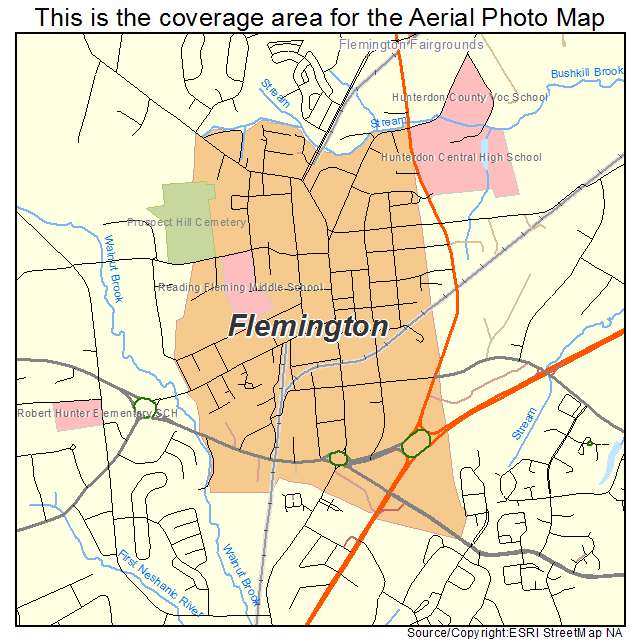 Aerial Photography Map of Flemington, NJ New Jersey