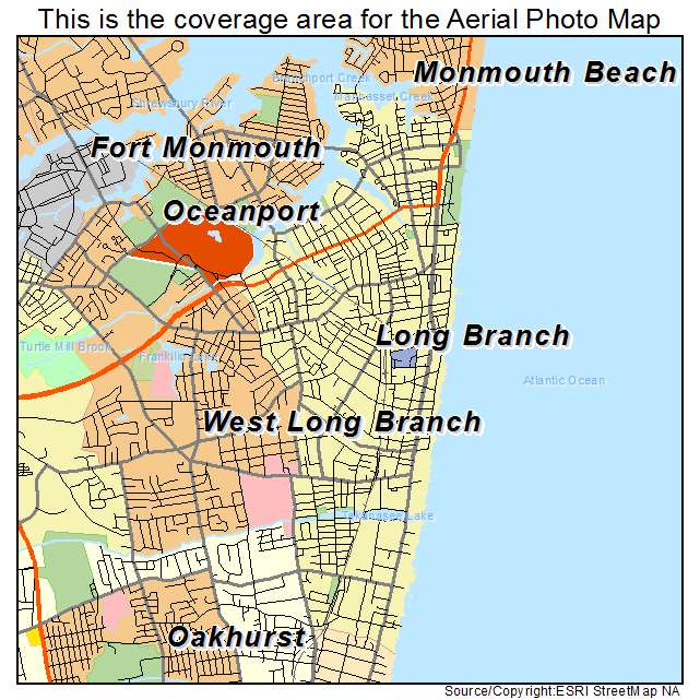 Aerial Photography Map of Long Branch, NJ New Jersey