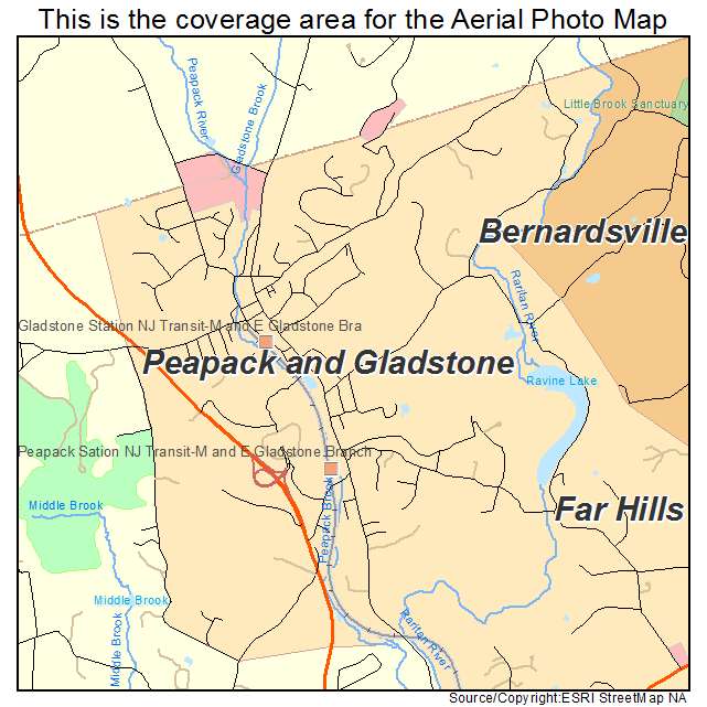 Peapack and Gladstone, NJ location map 