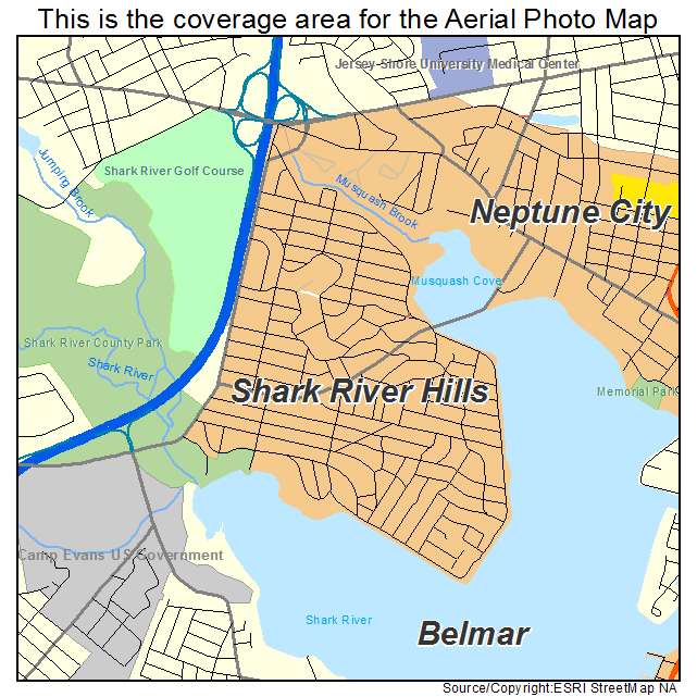 Shark River Hills, NJ location map 