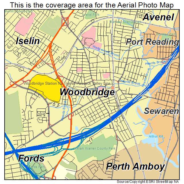 Aerial Photography Map Of Woodbridge Nj New Jersey