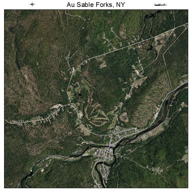Au Sable Forks, NY air photo map