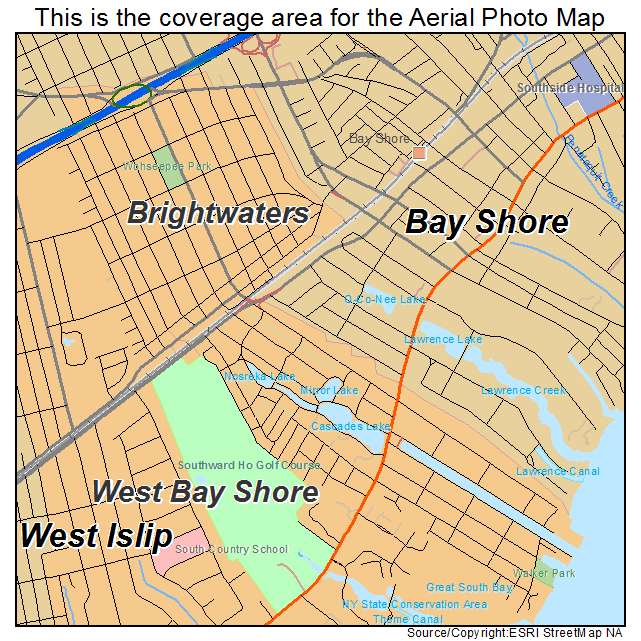 Brightwaters, NY location map 