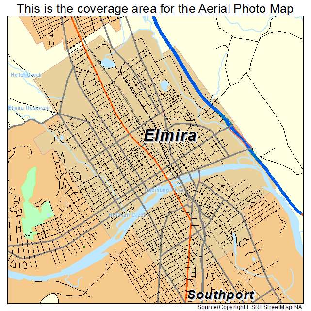 Aerial Photography Map Of Elmira Ny New York
