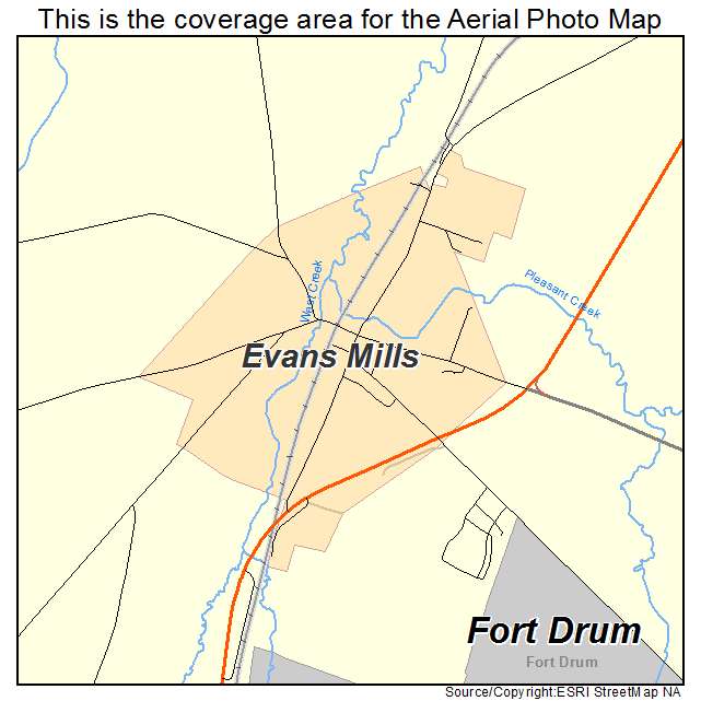 Evans Mills, NY location map 