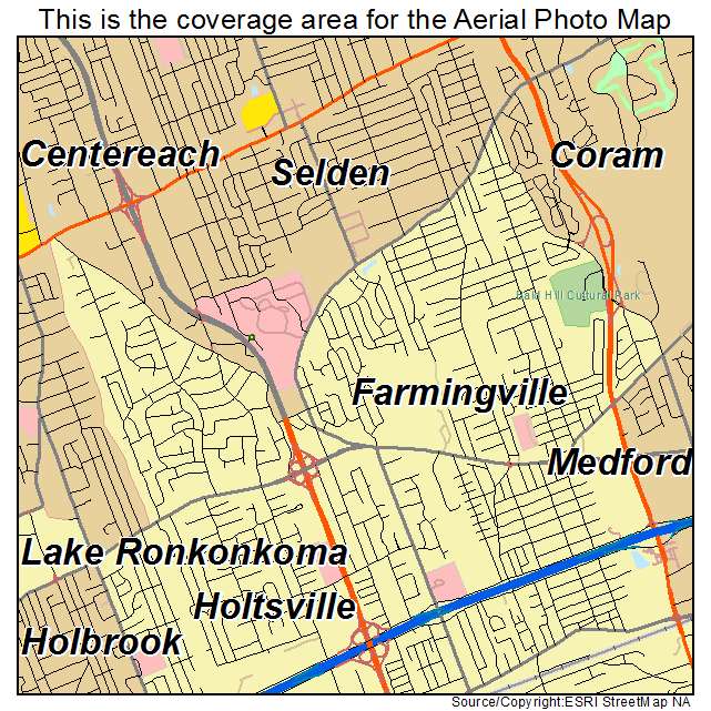 Farmingville, NY location map 