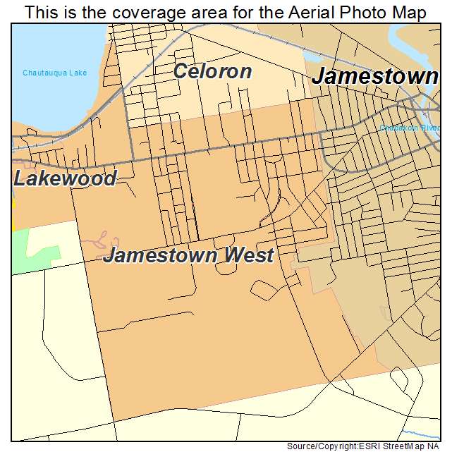 Jamestown West, NY location map 