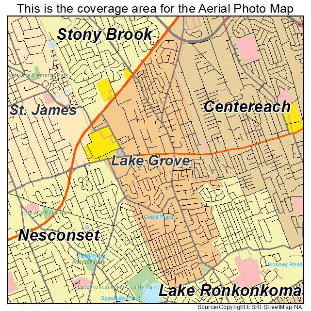 Aerial Photography Map of Lake Grove, NY New York