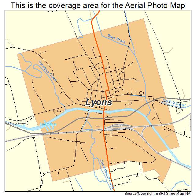 Lyons, NY location map 