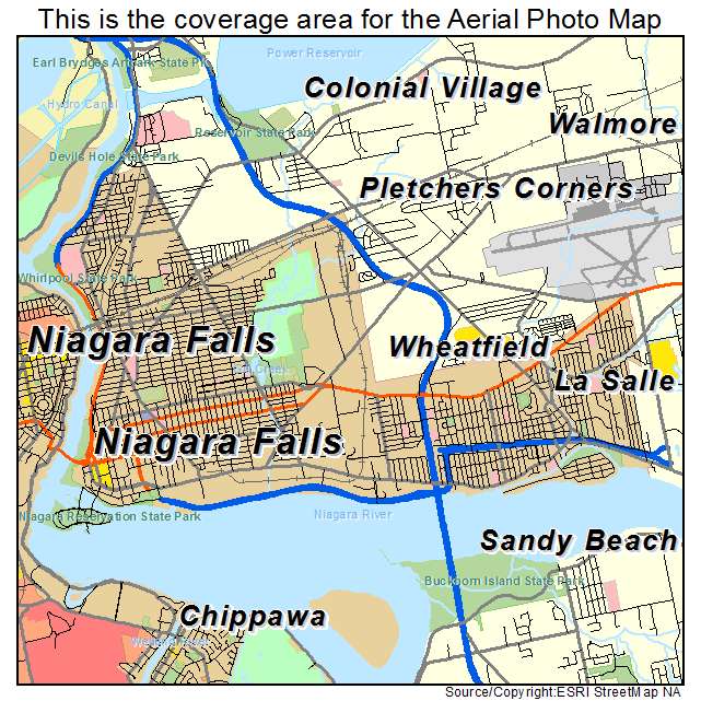 Aerial Photography Map Of Niagara Falls Ny New York
