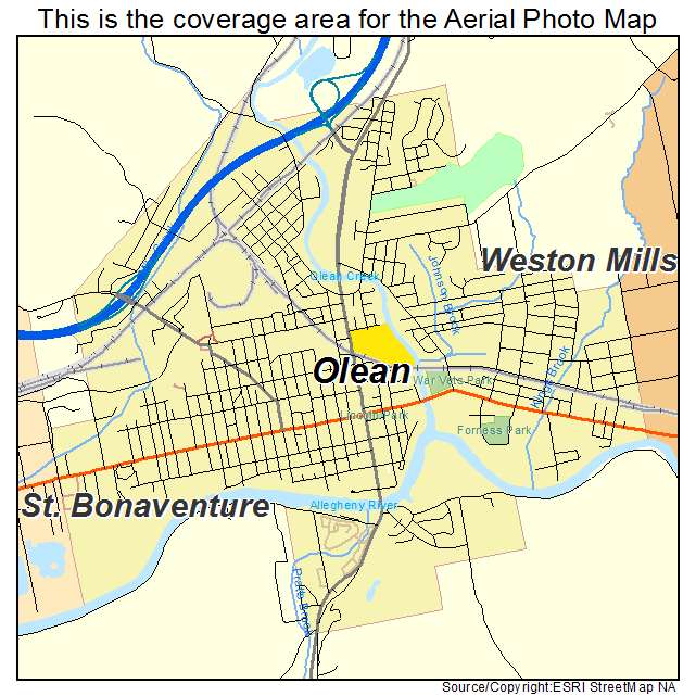 Olean, NY location map 