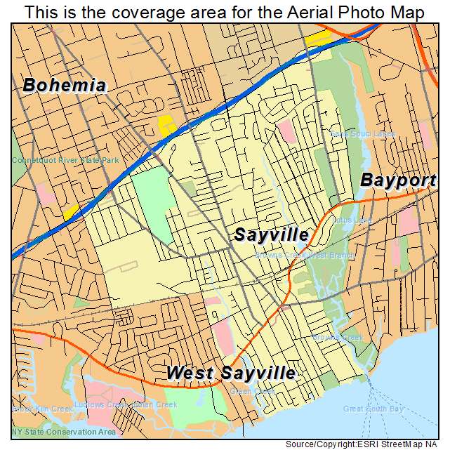 Sayville, NY location map 