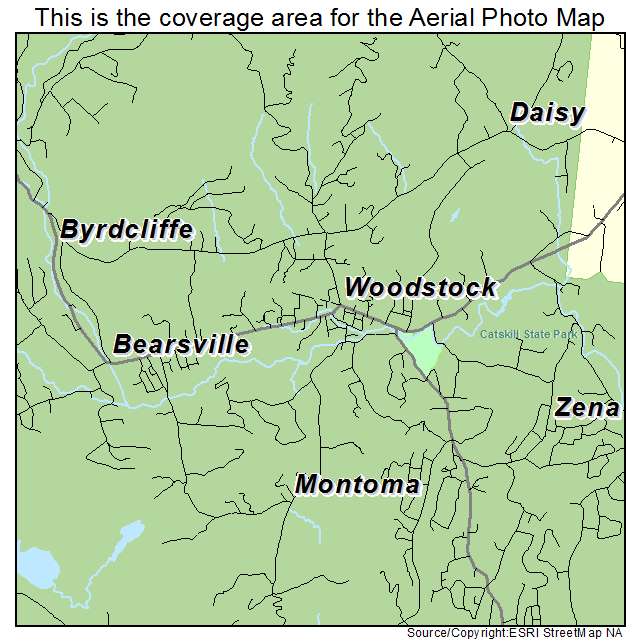 Aerial Photography Map Of Woodstock Ny New York